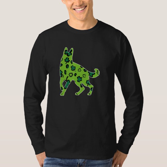 Camiseta German shepherd Rua Patrick S Day Green Lepard Sha (Frente)