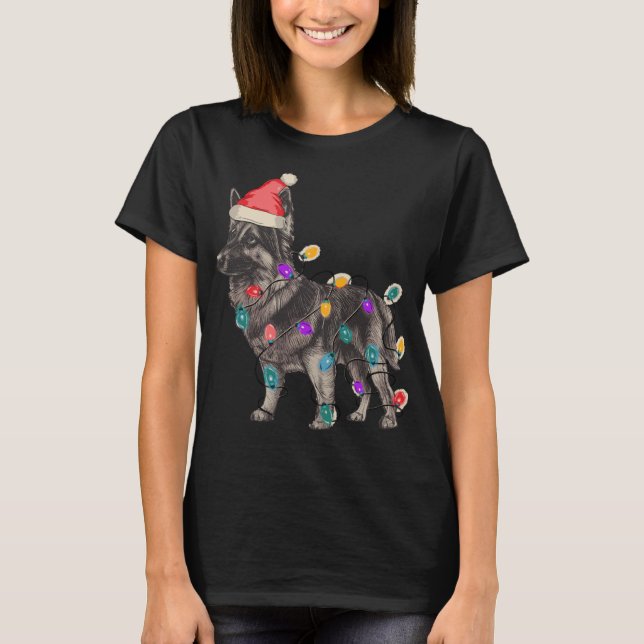 CAMISETA GERMAN SHEPHERD SABLE COM SANTA CLAUS HAT CHRISTM (Frente)