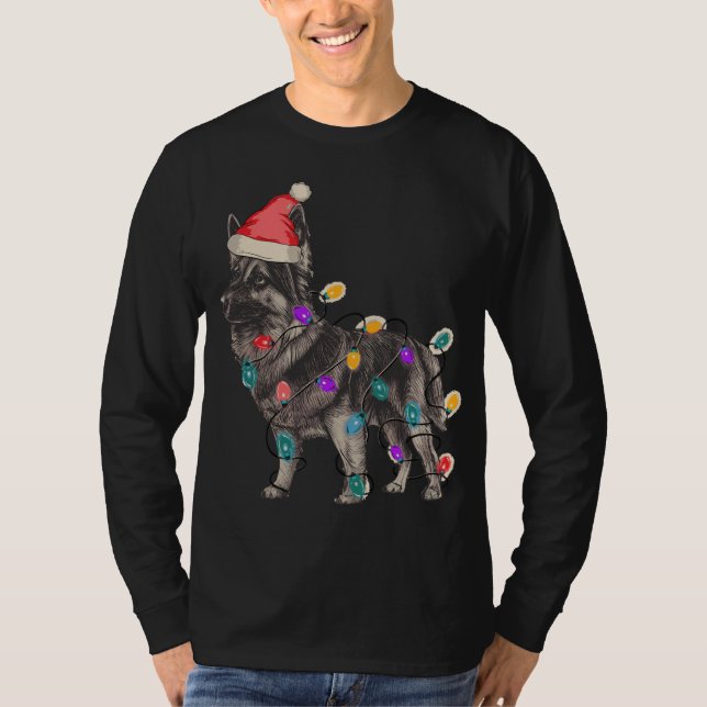 CAMISETA GERMAN SHEPHERD SABLE COM SANTA CLAUS HAT CHRISTM (Frente)