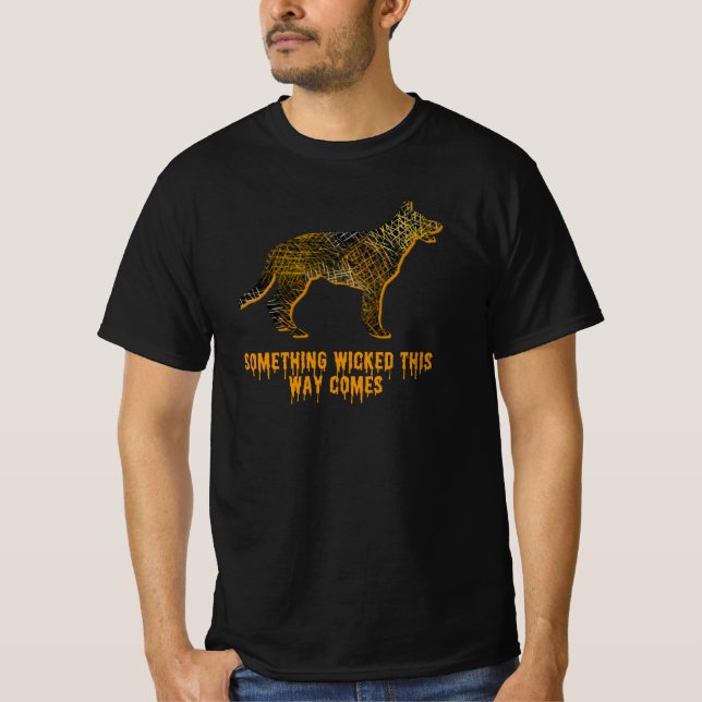 Camiseta German shepherd Silhouette Divertido Orange Hallow (Frente)