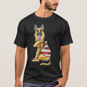 Camiseta German shepherd Tatuagem Cachorro Eu Amo Pais Pais