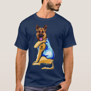 Camiseta German shepherd Tatuagem Eu Amo Mamãe