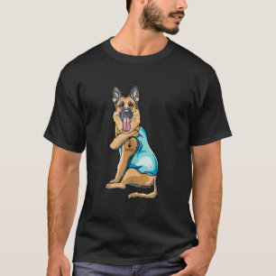 Camiseta German shepherd Tatuagens Eu Adoro PAI Sentado Pre