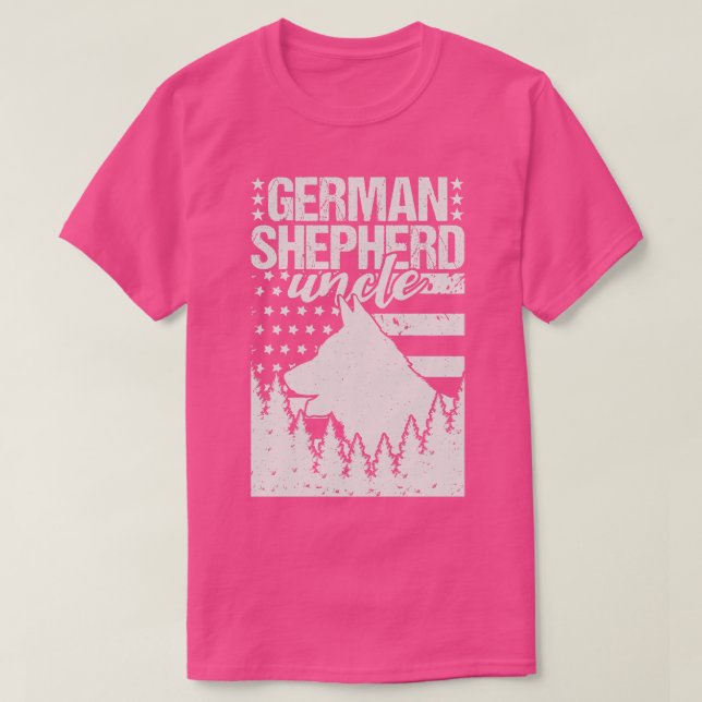 Camiseta German shepherd Tio American Flag (Frente do Design)