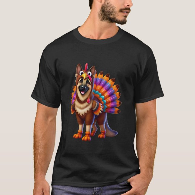 Camiseta German shepherd Turquia Engraçado Animal de Ação d (Frente)