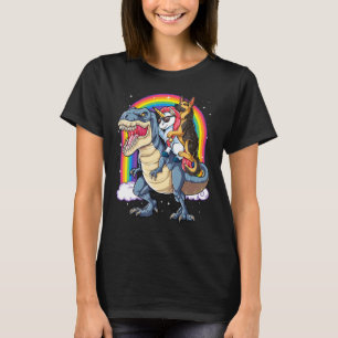 Camiseta German shepherd Unicorn Riding Dinosaur Rex Girls
