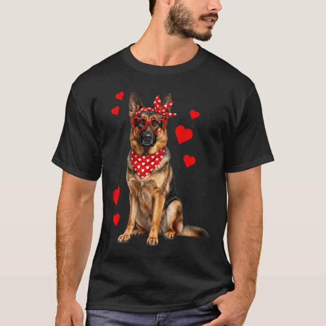 Camiseta German Shepherd Valentines Day Dog Lover Heart  (Frente)