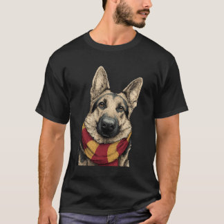 Camiseta German shepherd Vestindo um Scarf
