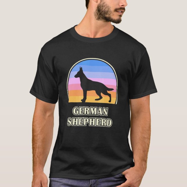 Camiseta German Shepherd Vintage Sunset Dog (Frente)