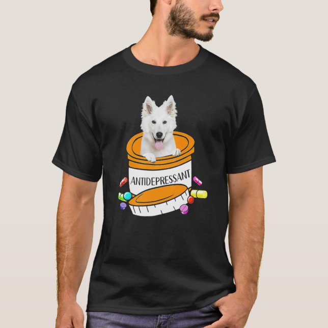 Camiseta German Shepherd White Antidepressant (Frente)
