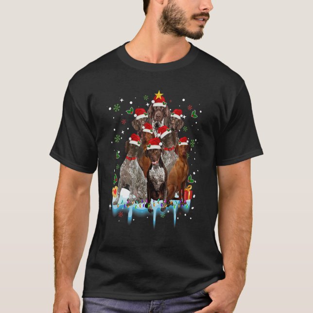 Camiseta German Shorthaired Pointer Christmas Tree  For Dog (Frente)