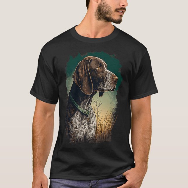 Camiseta German Shorthaired Pointer Dog Portrait Tie and Dy (Frente)