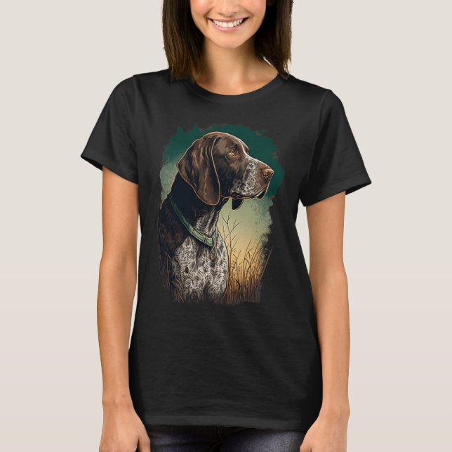 Camiseta German Shorthaired Pointer Dog Portrait Tie and Dy (Frente)