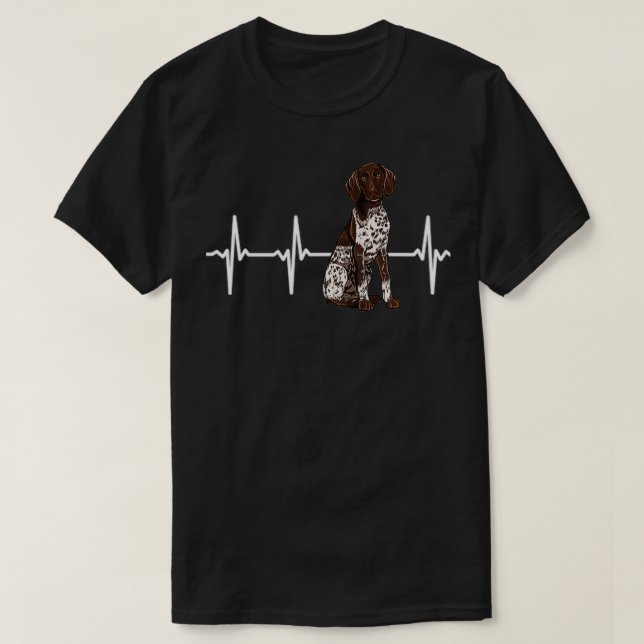 Camiseta German Shorthaired Pointer Heartbeat Dog Lover  (Frente do Design)