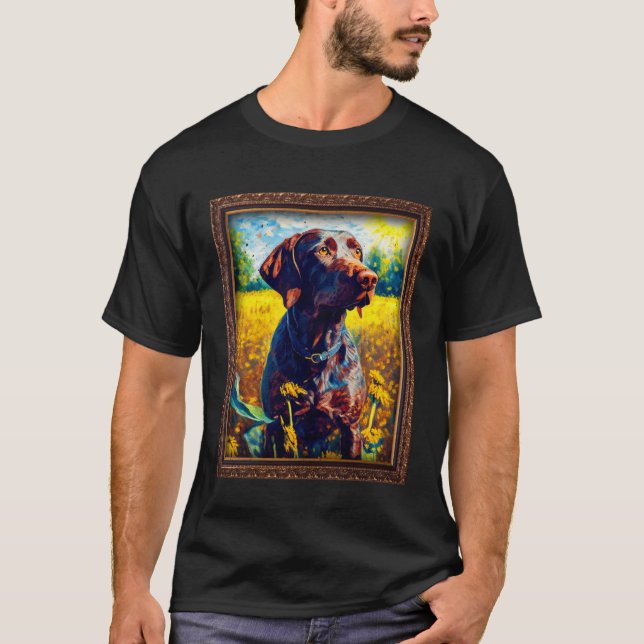 Camiseta German Shorthaired Pointer Painting Sunflower Flow (Frente)