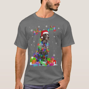 Camiseta German Shorthaired Pointer Reindeer Christmas Ligh