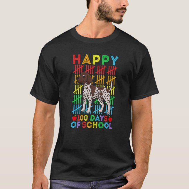 Camiseta German Shorthaired Pointer Student Happy 100 Days  (Frente)