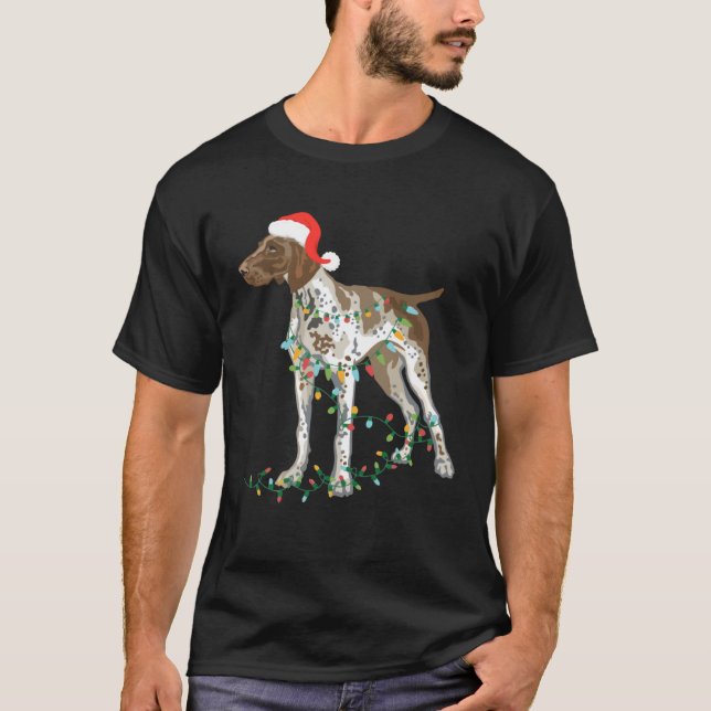 Camiseta German Shorthaired Pointer Tangled In Christmas Li (Frente)