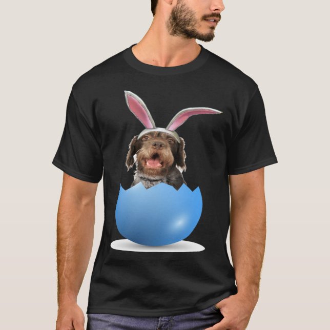 Camiseta German Wirehaired Pointer Dog Easter Bunny Egg Hun (Frente)