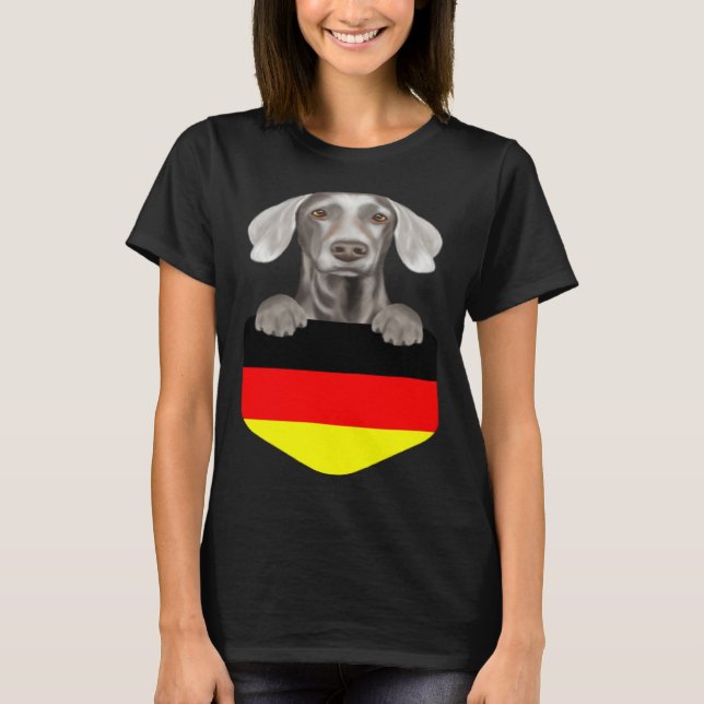 Camiseta Germany Flag Weimaraner Dog In Pocket (Frente)