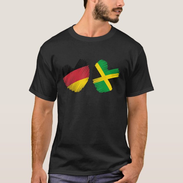 Camiseta Germany Jamaica Heart German Flag Jamaican Flag Gr (Frente)