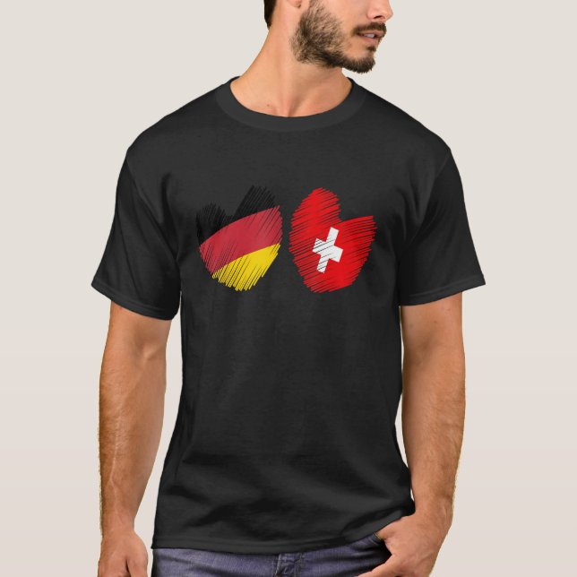 Camiseta Germany Switzerland Heart German Flag Swiss Flag H (Frente)