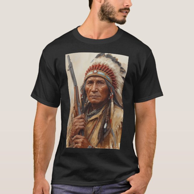 Camiseta Geronimo Indian Chief Warrior Portrait (Frente)