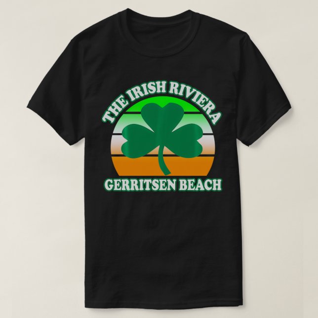 Camiseta Gerritsen Beach Irish Riviera Funny Shamrock Retro (Frente do Design)