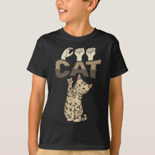 Camiseta Gesto de Mão Gato de Gato Surdo Perda de Consciênc