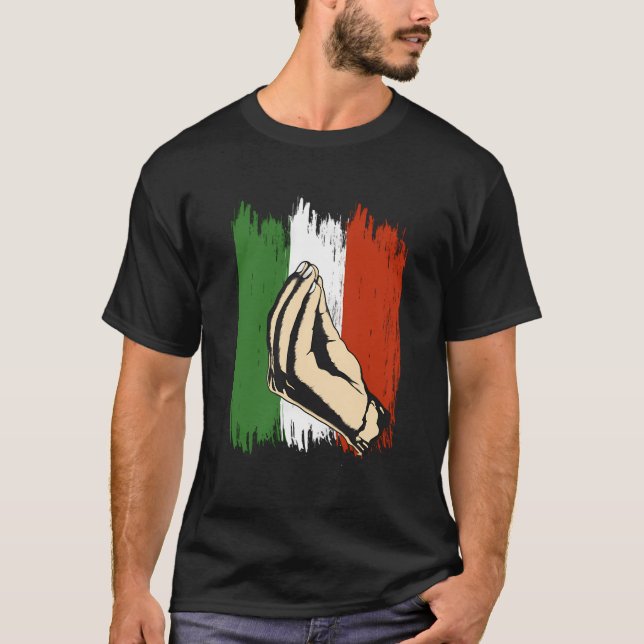Camiseta Gesto de Mão italiano Itália Flag Italia Pride (Frente)