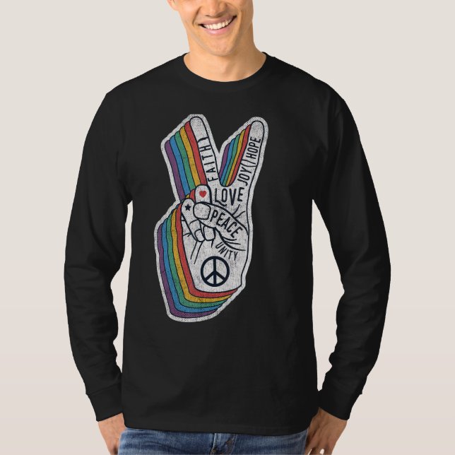 Camiseta Gesto de Paz com Palavras Sinal de Paz 2 (Frente)
