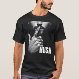 Camiseta Gesto de Silêncio do Homem Moderno Gráfico HUSH