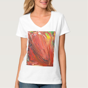 Camiseta Gesto Vertical Abstrato em Vermelho