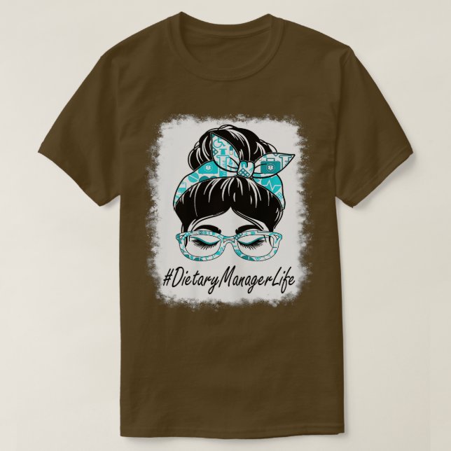 Camiseta Gestor de dieta das mulheres Messy Bun Bleached Mu (Frente do Design)
