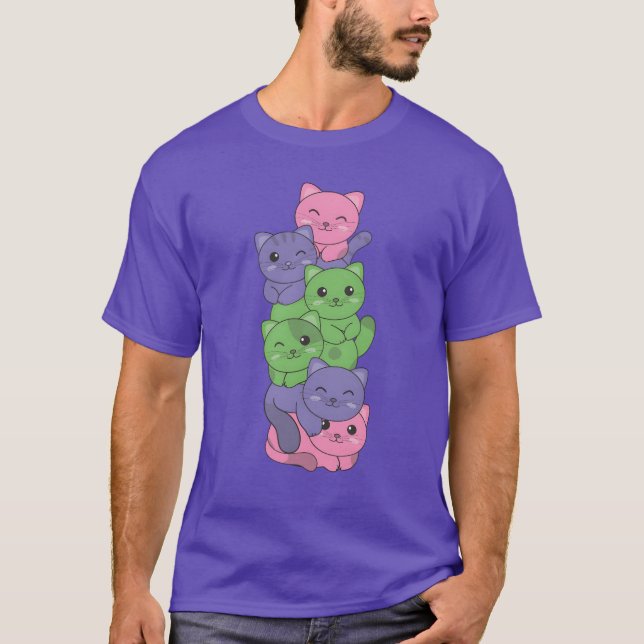 Camiseta Gestor de Sinalizador de Grigidez Ggbtq Cute Cat B (Frente)