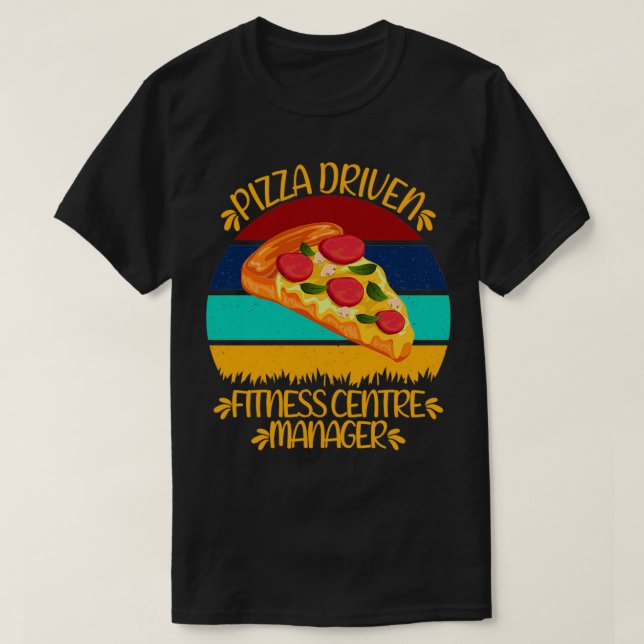 Camiseta Gestor do Centro de Malhações de Pizza Engraçado P (Frente do Design)