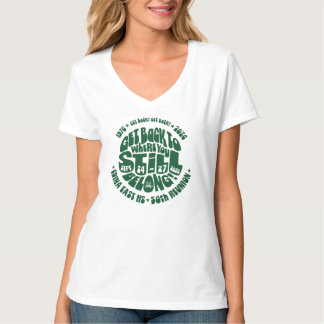 Camiseta Get Back Verde em Branco V-Neck Feminina