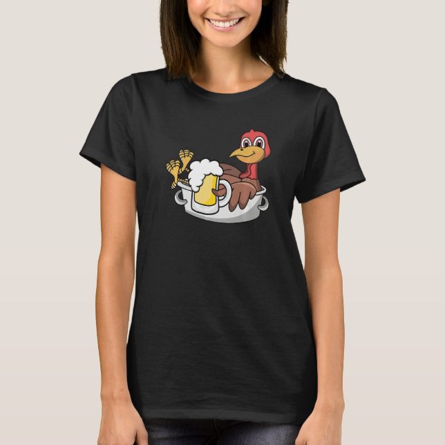 Camiseta Get Basted Bottoms Up Thanksgiving Turkey Drinking (Frente)