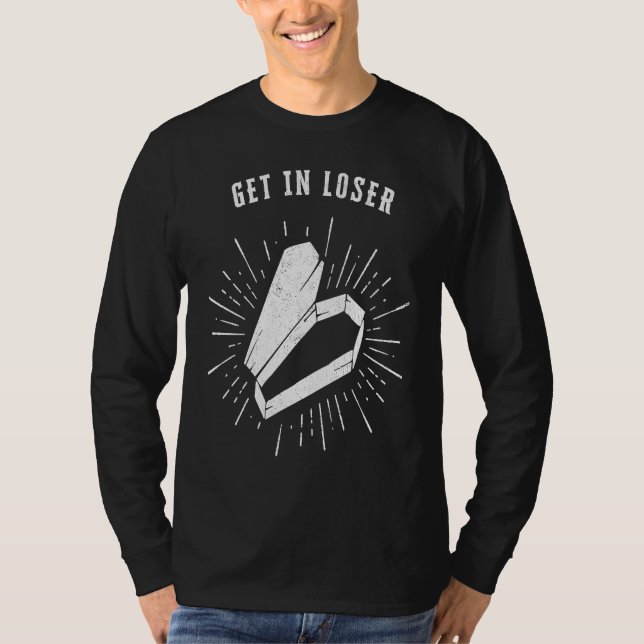 Camiseta Get In Loser Halloween Coffin (Frente)