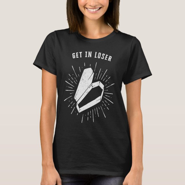 Camiseta Get In Loser Halloween Coffin (Frente)