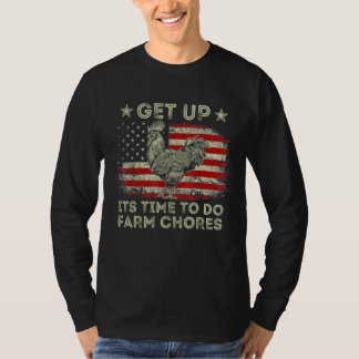 Camiseta get up it s time to do farm chores American Flag