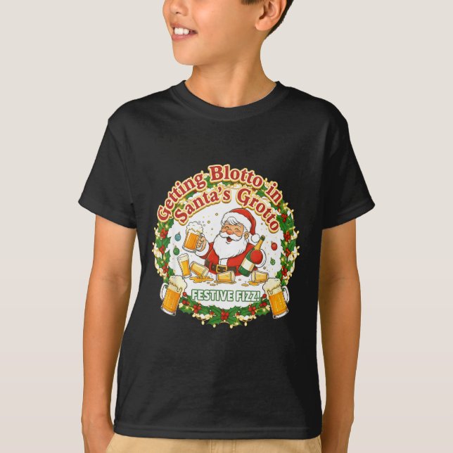 Camiseta Getting Blotto In Santa's Grotto Drunk Friends Nig (Frente)