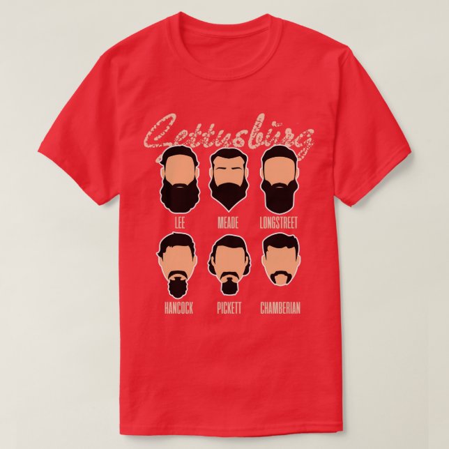 Camiseta GettysburgEngraçado Tipo De Barba Clássica (Frente do Design)