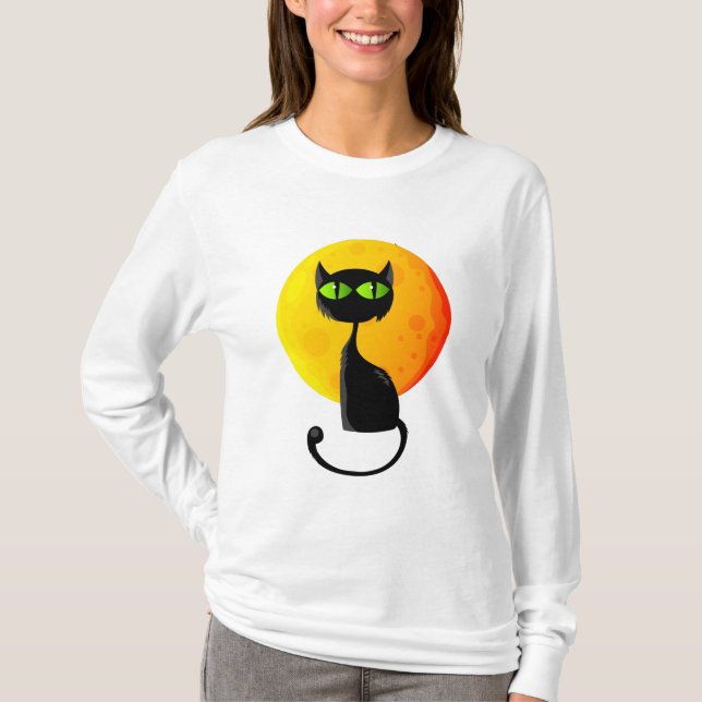 Camiseta Gft Halloween Black Cat T-Shirts (Frente)