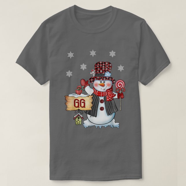 Camiseta Gg Snowman - Papais noeis de Xadrez Vermelha Canel (Frente do Design)