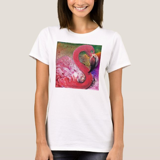 Camiseta GGs Bonito no Design Flamingo Rosa (Frente)