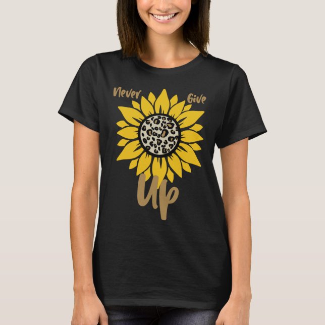 Camiseta GGT Never Give Up Yellow Sunflower Leopard Positiv (Frente)