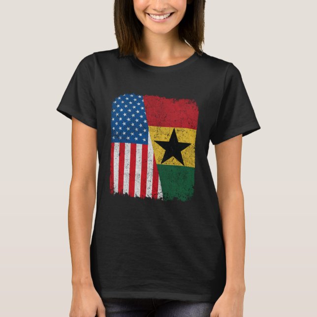 Camiseta Ghanaian American Flag Half USA Ghana Root Proud (Frente)