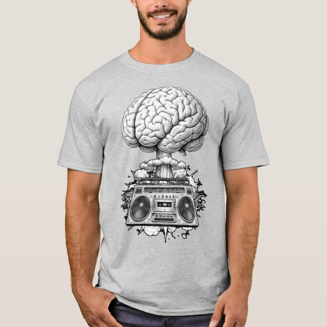 Camiseta Ghettoblaster Brain Explosion Illustration  (Frente)