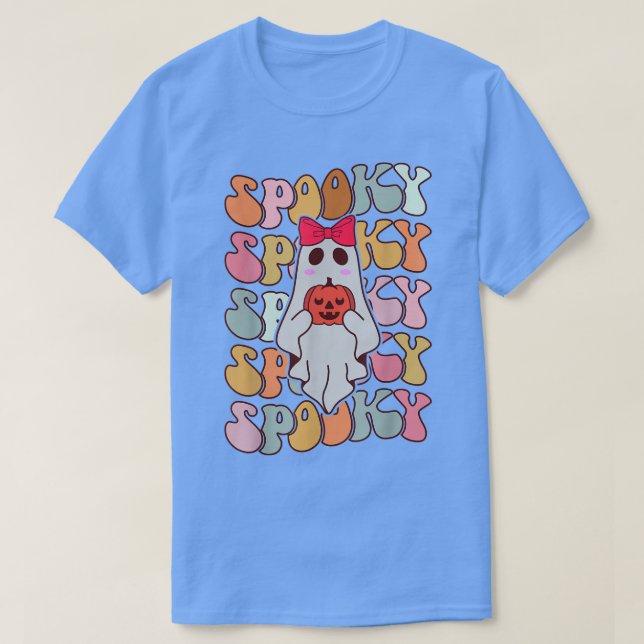 Camiseta Ghost Autumn Fall Spooky Retro Groovy Hallowe (Frente do Design)